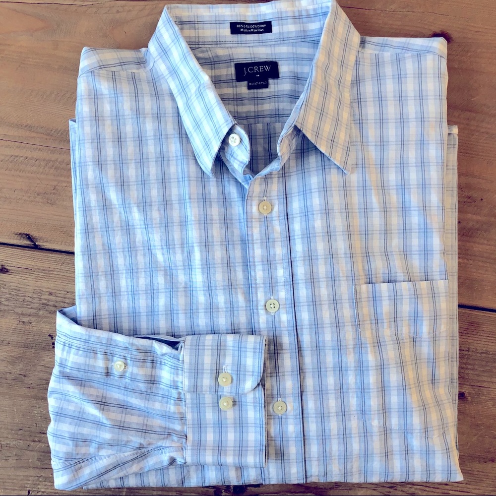 Men’s J. Crew Blue and White Dress Shirt